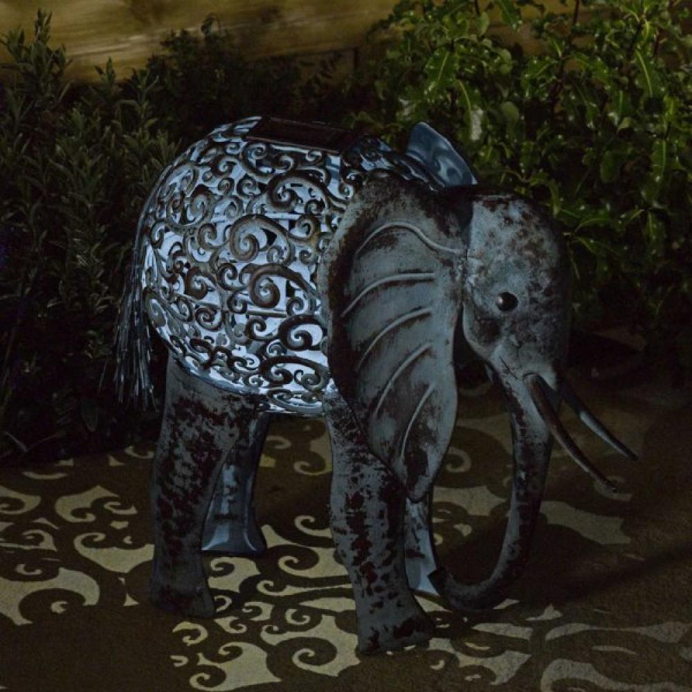 Solar Silhouette Elephant - Dekorative Gartenfigur 38 cm